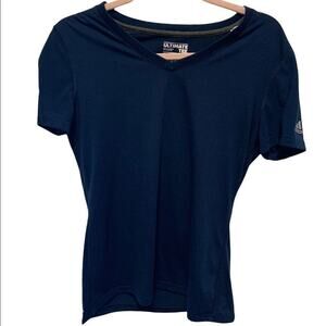 Adidas ultimate tee shirt short sleeves v neck tee in navy blue. Sz M.